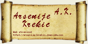 Arsenije Krekić vizit kartica